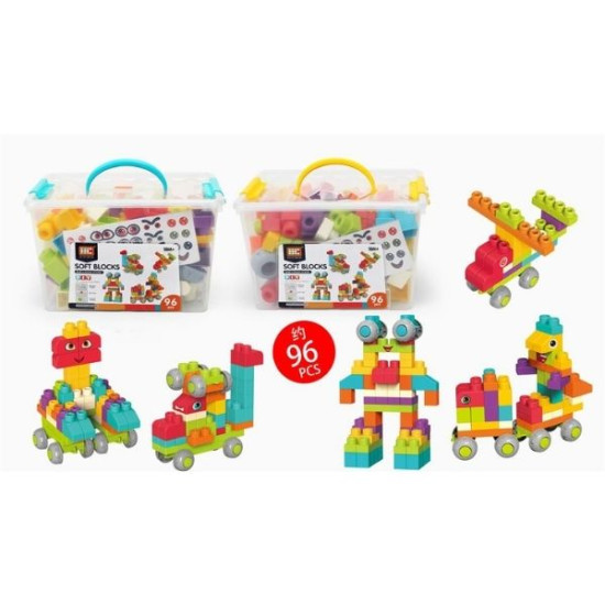 Μαλακά Τουβλάκια Κατασκευών Σε Κουτί 96τμχ 2 Χρώματα