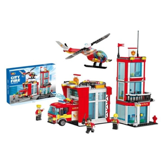 Τουβλάκια Πυροσβεστικός Σταθμός Με Οχήματα & 3 Φιγούρες 611τμχ