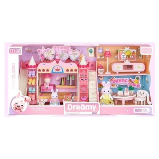 Σετ Μινιατούρες Φιγούρες Λαγουδάκια & Έπιπλα Κρεβατοκάμαρα & Τραπεζαρία