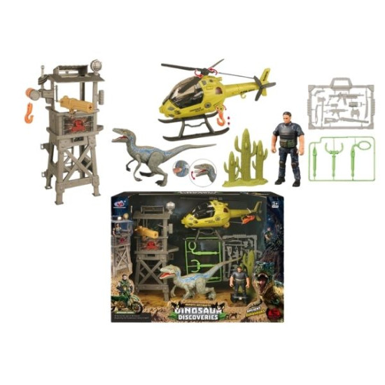Δεινόσαυρος Βελοσιράπτορας Με Φιγούρα, Ελικόπτερο & Αξεσουάρ