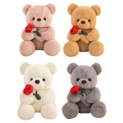 Λούτρινο Αρκουδάκι 45cm Με Τριαντάφυλλο 4 Χρώματα