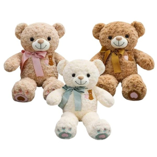 Λούτρινο Αρκουδάκι 75cm Με Φιόγκο 3 Χρώματα