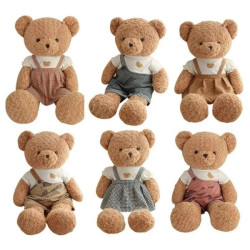 Λούτρινο Αρκουδάκι 36cm Με Σαλοπέτα Διάφορα Σχέδια