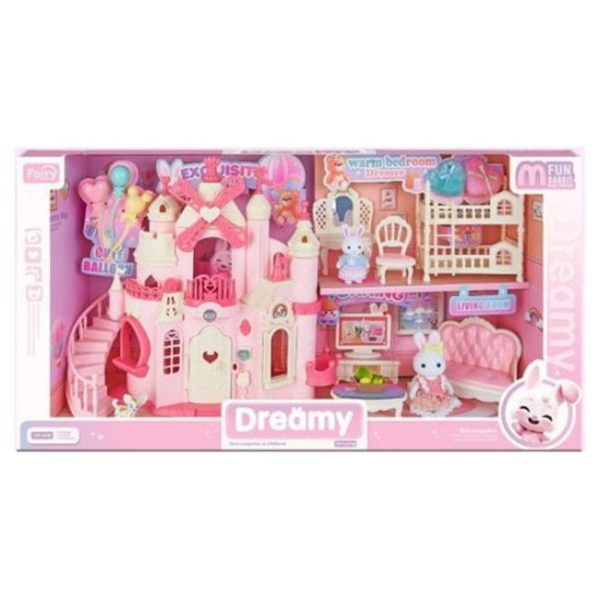 Κουκλόσπιτο Κάστρο Με 2 Φιγούρες Λαγουδάκια & Έπιπλα