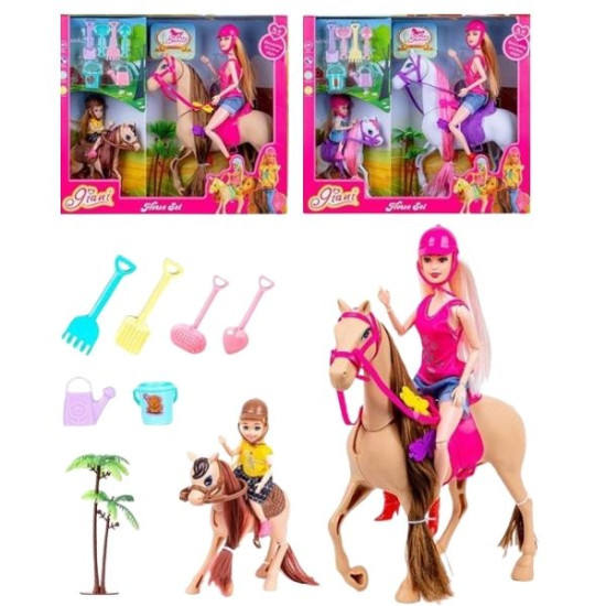 Κούκλα Μανεκέν 29cm Με Άλογο, Κούκλα 12cm & Αξεσουάρ 2 Σχέδια