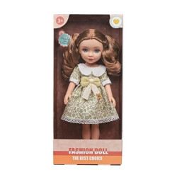 Κούκλα 30cm Με Φόρεμα Με Χακί Λουλουδάκια & Φιόγκο