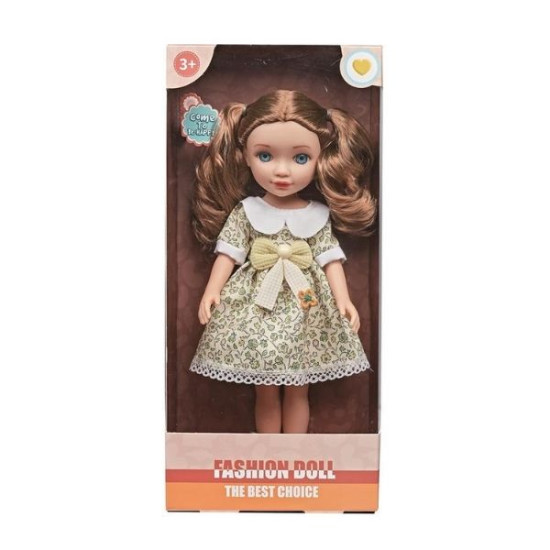 Κούκλα 30cm Με Φόρεμα Με Χακί Λουλουδάκια & Φιόγκο