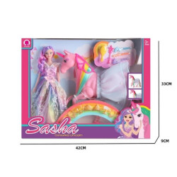 Κούκλα Μανεκέν 29cm Με Μονόκερο & Αξεσουάρ