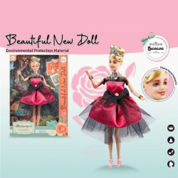 Κούκλα Μανεκέν 29cm Με Κόκκινο Φόρεμα Με Μαύρο Τούλι