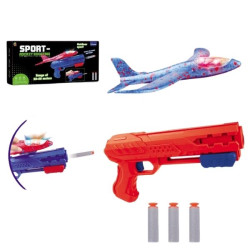 Όπλο Εκτοξευτήρας Αεροπλάνου 25cm Με 3 Αφρώδεις Σφαίρες 2 Χρώματα