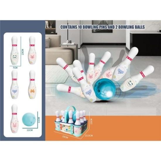 Παιδικό Σετ Bowling Ζωάκια Με 10 Κορίνες & 2 Μπάλες