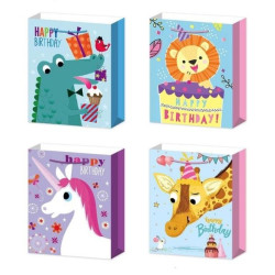 Τσάντα Δώρου Happy Birthday Με Ζωάκια 4 Σχέδια 26x10x32cm Σ12