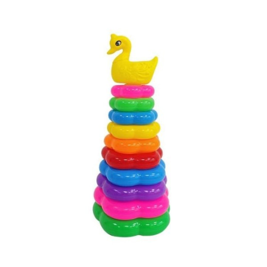 Βρεφική Πυραμίδα Κύκνος Με 10 Κρίκους Λουλούδια 29cm