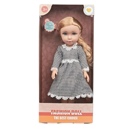 Κούκλα 36cm Ξανθιά Με Ασπρόμαυρο Φόρεμα