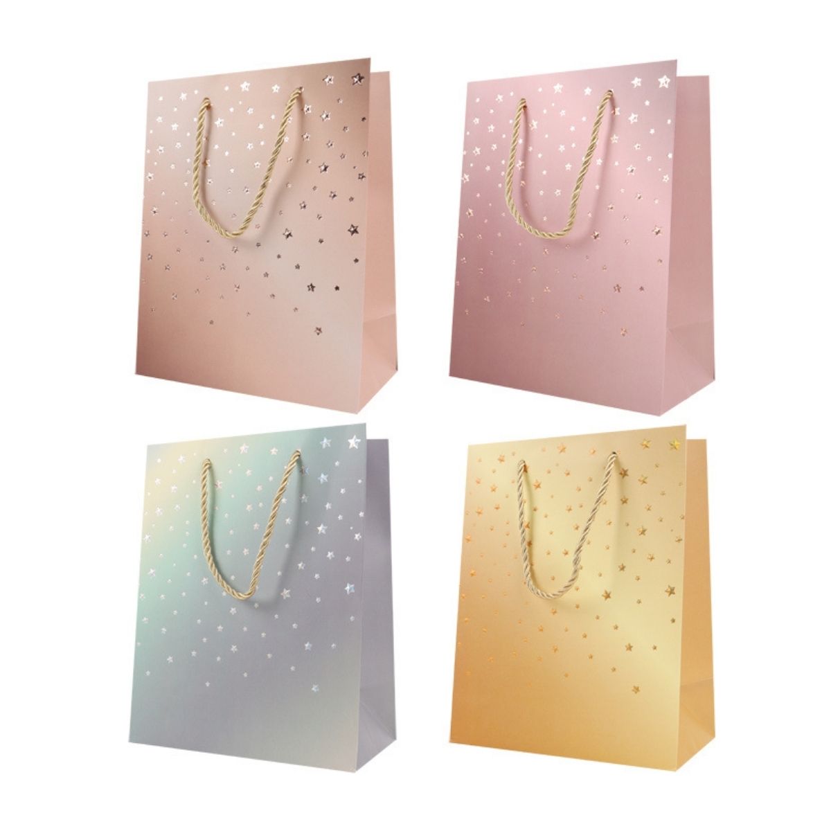 Τσάντα Δώρου Χάρτινη Αστέρια  4 Σχέδια 18x10x23cm Σ12