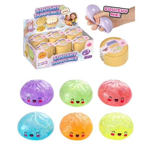 Squishy Dumplings Με Glitter 8x4cm Διάφορα Χρώματα Display 12
