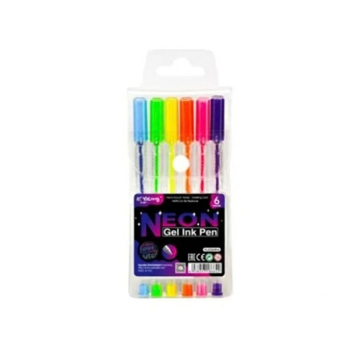Στυλό Gel Neon Διάφορα Χρώματα 6τμχ