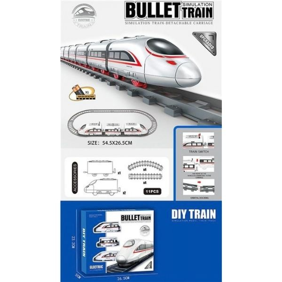 Τρένο Μπαταρίας Bullet Με Βαγόνια & Ράγες